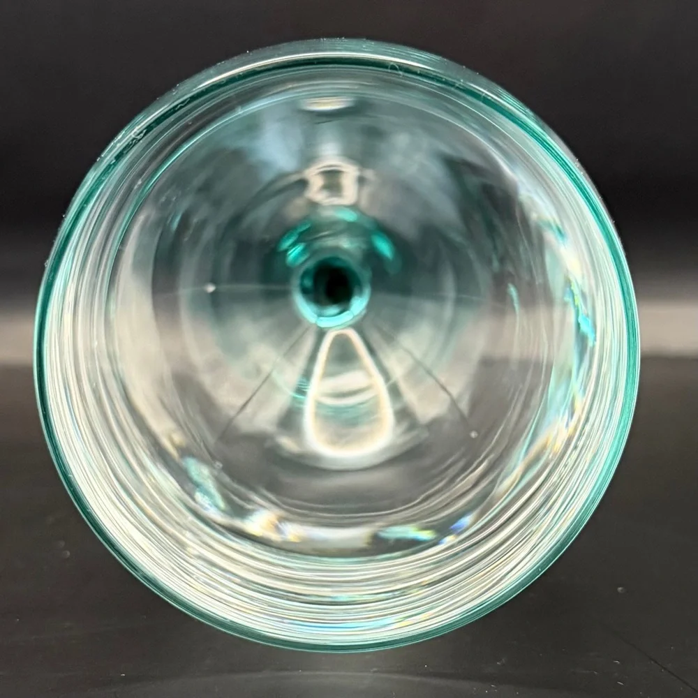 CRISTAL D'ARQUES Angelique Aqua Teal Twisted‎ Swirl Stem Wine Water Goblet 7.75